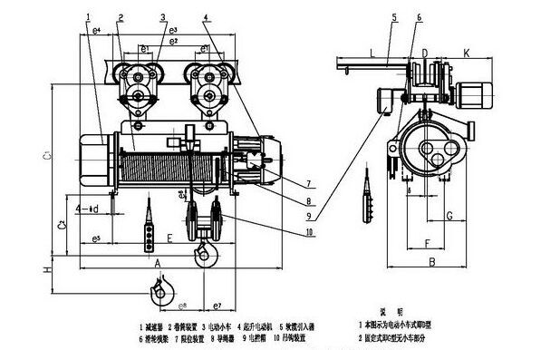 鋼絲繩電動葫蘆結(jié)構(gòu)圖